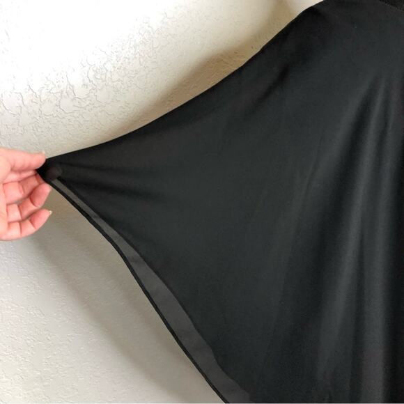 Erin Fetherston black sheer silk overlay one shoulder red strap dress size 6 - Picture 9 of 15